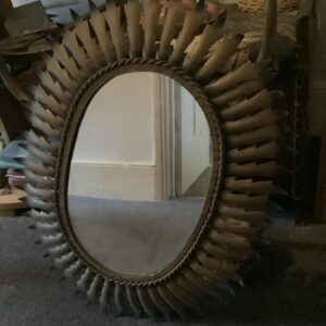1960s Oval Mirror In A Metal Frame