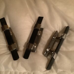 Set of 3 Black And Chrome Art Deco Doorhandles